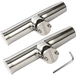 Amarine-made (2X) Stainless Tournament Style Clamp On Fishing Rod Holder for Rails 7/8" to 1", Rail Mount