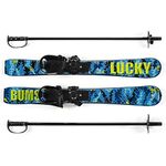 Lucky Bums Kid's Snow Plastic Skis with Poles - Blue, 70 cm