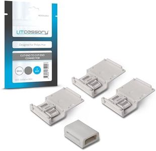 Litcessory Cut-End to Cut-End Connector for Philips Hue Lightstrip Plus (4 Pack, White - Micro 6-PIN V4)