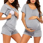 Ekouaer Nursing Pajamas for Breastfeeding Postpartum Pjs Hospital Delivery Maternity Sleepwear Light Grey M