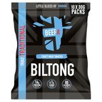 BEEFit Biltong Beef Jerky Taster Pack - Healthy High Protein Snacks, Gluten Free and Keto Friendly Snack - Perfect for On-the-Go or Fitness Enthusiasts (Traditional, 10x30g)