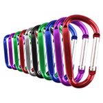 Temlum 10 PCS Aluminum Carabiner Clip D-Shape Carabiners Spring Snap Hook Keyring Clips for Camping Traveling Hiking Keychains Outdoor Accessories (1.8 inch/ 4.8 cm)