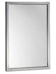 Bobrick 290 Series 304 Stainless Steel Welded Frame Glass Mirror, Satin Finish, 24" Width x 36" Height