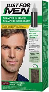 Just For Men Shampoo-In Color, Grey Hair Coloring for Men - Medium Brown, H-35 (1 Count)