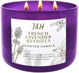 French Lavender Vanilla Scented Candles Aromatherapy Gifts for Women | 15.8 oz Soy Candle Long Lasting Scented Candles for Home | Stress Relief Candles 3 Wick | Office Gifts for Women
