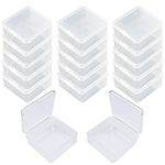 Goodma 17 Pieces Square Empty Mini Clear Plastic Organizer Storage Box Containers with Hinged Lids for Small Items and Other Craft Projects (75 x 75 x 35 mm)