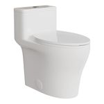 IDEALHOUSE Modern ADA Comfort Height One-Piece Elongated Toilet - Dual Flush 0.8/1.28 GPF - Soft-Close Seat - Water-Saving Compact Design for Commercial or Residential Bathrooms, White, 3/4.8L