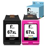 Penguin Ink Cartridges 67XL for HP DeskJet 2855e 2842e 2800e 1255 Envy 6420 6422e 6050 6052 6055 6055e 1255 Envy Pro 6452 6455e 6458 Printer Remanufactured 67 XL hp 67xl Black and Color