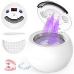 SAYCLO Ultrasonic Retainer Cleaner, Upgraded 48kHz Dental Cleaner Machine for Braces, Mouth Guard Cleaner, Toothbrush Heads, Jewelry, 4 Modes Retainer Cleaner with 200ML Capacity (Pure White)