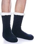 ANTSANG Mens Slipper Socks Plush Cabin Warm Fluffy Fuzzy Cozy Fleece Winter Non Skid Socks with Gripper Christmas Stocking Fillers（Dark Blue（1 Pair））