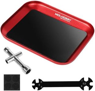 Mini All-in-One RC Tool Kit with Micro Magnetic Tray(4.2''x3.5''), No-Strip Hex Wrench Set & 4-Way 6-in-1 Screwdriver, Tiny RC Models Cars Essential Tools for 1/8 & 1/10 Scale RC Repair(Red)