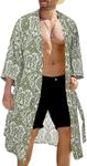 COOFANDY Men's Lightweight Kimono Robe Japanese Bathrobe Open Front Long Cardigan Cloak