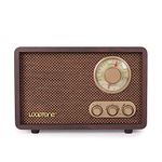 LoopTone Fm/Am Radio Bluetooth Speaker Retro Wooden Portable Radio with Antenna Knob Black