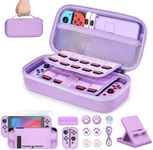 Younik Switch Carrying Case, 16 in 1 Switch Case Accessories Purple for Switch Original Model Includes Switch Travel Case Girls, Protective Case Cover, Screen Protector, Switch Game Case and More