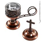 Yawlsow Incense Burner, Frankincense Charcoal Incense Stand, Bakhoor Incense Burner Holder, Ideal for Aromatherapy, Yoga and Spa, Home and Christian Church Censer, (Red Copper)