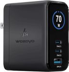 70W Smart LED Wozoyo GaN Charger, 2XType-C & USB-A Superfast 2.0 Charging, Compatible For iPhone 17/16/16 Pro Max/15 Series/iPad Pro, Smartphones, Tablets And More, PD/PPS/QC 3.0,Compact Foldable Plug