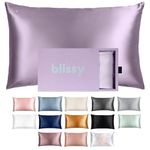 Blissy Silk Pillowcase - 100% Pure Mulberry Silk - 22 Momme 6A High-Grade Fibers - Silk Pillow Cover for Hair & Skin - Regular, Queen & King with Hidden Zipper (Standard, Lavender)