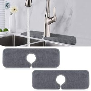 2PCS Faucet Absorbent Mat, Kitchen Faucet Sink Splash Guard, Reusable Microfiber Faucet Splash Catcher, Water Drying Pads Behind Faucet, Countertop and Sink, for Kitchen, Bathroom, Farmhouse and RV