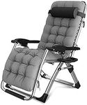 CHAIRQEW Patio Lawn Chairs Reclining for Heavy People Zero Gravity Outdoor Garden Beach Deck Sun Lounger Support200kg (Color : Silver)
