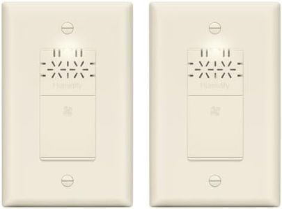 LIDER No Neutral Wire Required Humidity Sensor Switch, Automatic Humidity Detection, Air Circulator, Bathroom Fan Automated Control, Adjustable Timing, 1-Pole, Light Almond, Wall Plate Included 2 Pack