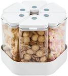 Chef's Path Spinning Container Set - 6 Pieces BPA-Free, Airtight, Clear Storage Bins (850 mL) and White Hexagonal 360° Lazy Susan Organizer for Cabinet, Pantry, Kitchen, and Office Storage Solutions