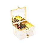 Musical Jewellery Box with Rotating Ballerina, Wind up Ballerina Music Box Figurines Musical Box with Drawer, Vintage Music Box with Makeup Mirror, Birthday Gift(White)