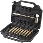 Brass Punch Set with Hammer – Brass/Polymer Hammer, Steel, Plastic Punches & Storage Case - 15pc Roll Pin Punch Set - Perfect Gunsmith Punch Set for Gunsmithing