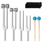 DiDiBirDi Tuning Fork,Tuning Forks for Healing Set 128Hz, 256Hz, 512Hz,1024Hz 4 Pcs Aluminum Alloy Medical for Healing Chakra Set Suitable for Sound Therapy Yoga and Meditation Accessories