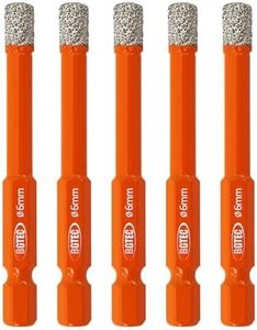BGTEC Dry Diamond Drill Bits 5pcs 1/4" with Quick Change Hex Shank for Granite Marble Porcelain Tile Ceramic
