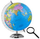 zest 4 toyz Globe for Kids, Stem Steam Educational World Globe with Magnifying Glass for Kids/Political Office/Students - 8 Inch(Blue)