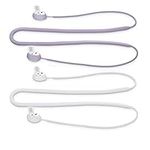 kwmobile Straps Compatible with Samsung Galaxy Buds 2-2x Silicone Holder for Wireless Earphones - White/Lavender