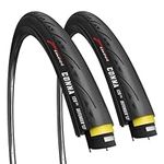 Fincci Pair 700 x 25c Tire Foldable 120 TPI for Racing Touring Cycling All Season Bicycle - Pack of 2 Road Bike Tires 700x25c