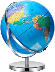 12" World Globe with Stand, 720° Swivels in All Directions, Stainless Steel Stand, Geographic/Decorative Desktop Decoration World Globe Map with Clear Text for Home, School, Office