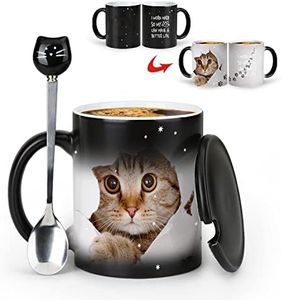 MUGKISS Tasse en céramique à changement de couleur avec motif de chat mignon, les amis, les amoureux des chats.