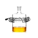 Deschem Flat Bottom Glass Reactor Single Neck 24/29 Lab Reaction Vessel W/Steel Clamp & 1-Neck Lid