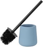 Navaris Toilet Brush and Holder Set, Blue - Toilet Brushes & Holders - Soft Touch & Rubber Coated Loo Brush with Stainless Steel Handle - Adjustable Silicone Water Stopper