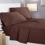 Clara Clark - 400-Thread-Count, 100-Percent Egyptian Cotton deep Pocket Super Soft Sheet Set, Full Size Chocolate Brown, Solid