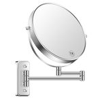 BTremary 9” Large Wall Mounted Makeup Mirror 1X/7X Double-Side Bathroom Magnifying Mirror 360 Swivel Vanity Mirror Extendable Shaving Wall Mount Cosmetic Mirror for Men and Women, Chrome