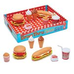 Toy Chef 18-Piece Drive Thru Fastfood Pretend Food Kit for Kids, Sub Sandwich, Burger, Drinks, Ice Cream Cones, Popcorn Set, Pretend Fast Food Shop and Kitchen Playset for Toddlers, Ages 3+