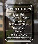 Custom Business Hours Window Decal 10.5" x 13.5" - Frame Design-Vinyl Custom Lettering, Glass Door Sign - Free Squeegee - Easy Install Manual (10.5"x13.5")