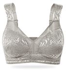 WingsLove Women's Full Coverage Non Padded Comfort Bra Minimizer Wire-Free Bra, Grey, 38DDD