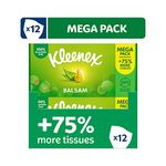 Kleenex® Balsam Tissues, Mega Pack - 1,344 Sheets (12 Boxes x 112 Sheets) - Balm Tissues Protect and Soothe Your Nose When You've Got a Cold - Balmcare® with Aloe Vera, Vitamin E and Calendula