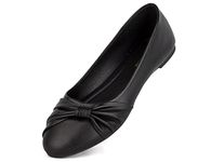 MaxMuxun Women's Black Flats Shoes Faux Suede Round Toe Ballet Dressy Flats Comfortable Slip On Walking Shoes Size 10