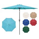 Simple Deluxe 9' Patio Umbrella Outdoor Table Market Yard Umbrella with Push Button Tilt/Crank, 8 Sturdy Ribs for Garden, Deck, Backyard, Pool, Turquoise