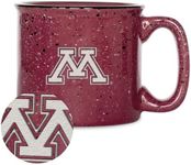 Rico Industries NCAA Minnesota Golden Gophers 15 oz Speckle Camper Coffee Mug, Deep Laser Engraved Logo, Ceramic Camping Mug, Speckle Glaze