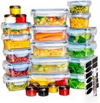 WOWZILLA 24Pcs Plastic Food Storage Containers with lids with Labels & Pen- Comes with Sauce Cups, BPA Free Food Containers, Leakproof Meal-Prep Containers for Kitchen Storage, Dishwasher Safe, Set