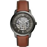 Fossil Watch for Men Neutra Auto, Mechanical Automatic Movement, 44 mm Smoke Stainless Steel Case with a Leather Strap, ME3161