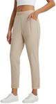 BALEAF Womens Travel Pants Petite Dressy with Pockets Ankle 7/8 Work Business Casual Golf Slacks Stretch Khaki L