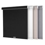 Boolegon Blackout Roller Shades for Windows,Cordless Roller Blinds with Cassette Valance, Room Darkening Thermal Insulated UV Protection Custom Window Shades for Home Bedroom Office, Black,Custom Size