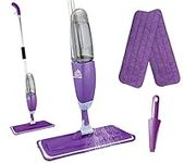 ARSUK Spray Mop with Washable Pads - Mops for Cleaning Tiles, Hard, Wooden, and Laminate Floors -Cleaning Household Wet & Dry Mops, Floor Cleaner Mop -1x Spraying Mop, 2x Mop Pad, 1x Scraper(Purple)